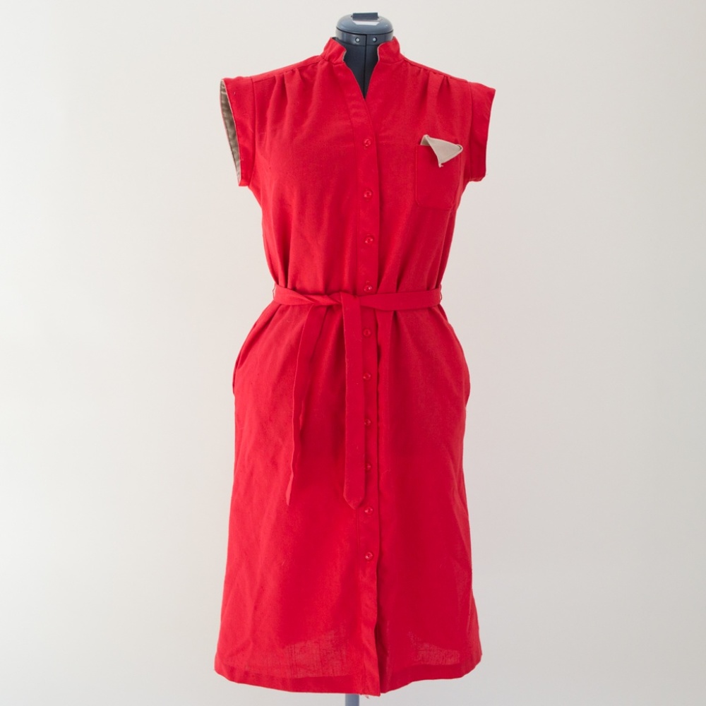 Vintage Casual Red Dress